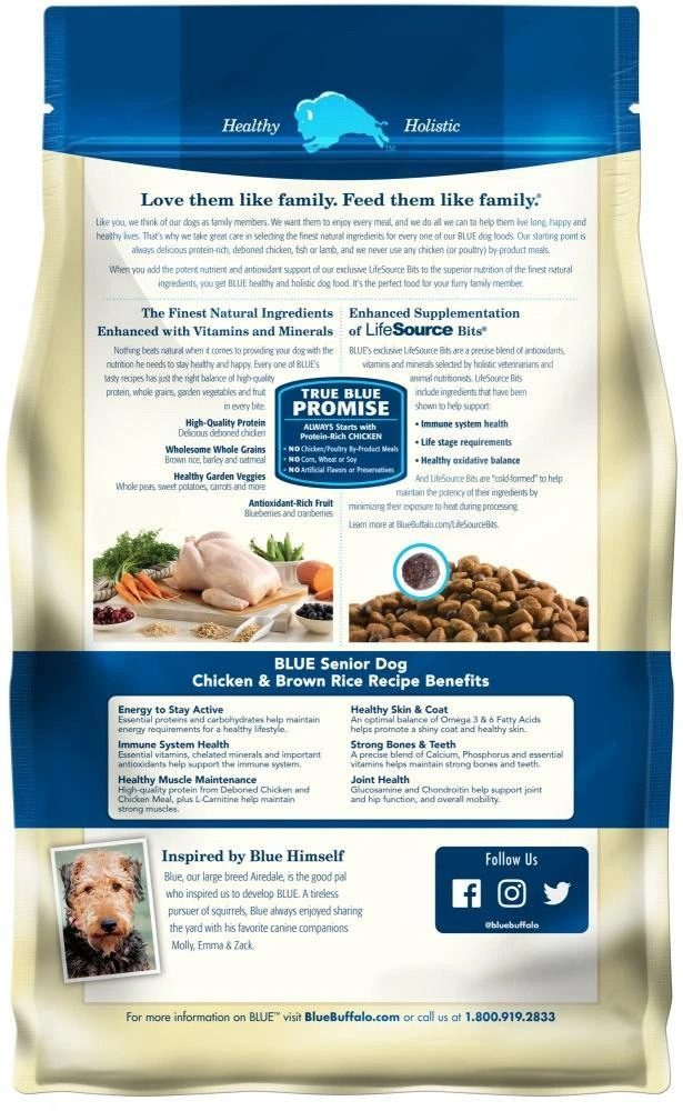 Blue Buffalo Life Protection Natural Chicken & Brown Rice Recipe Senior Dry Dog Food - Image 2