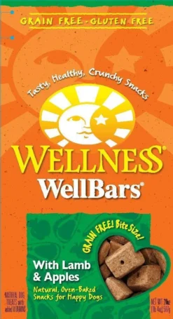 Wellness Natural Grain Free Wellbars Crunchy Dog Treats, Lamb And Apples Recipe Dog Treats