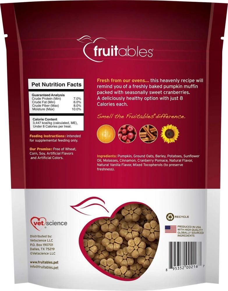Fruitables Crunchy Pumpkin & Cranberry Dog Treats - Image 2