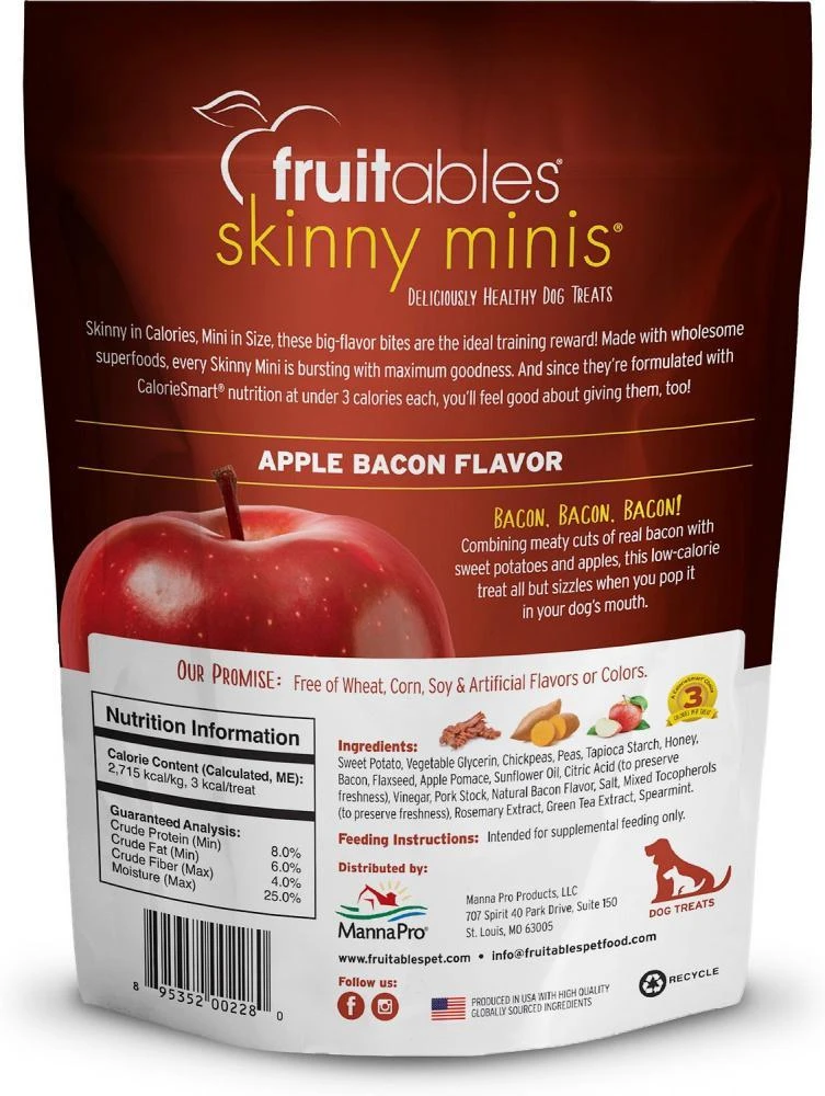 Fruitables Chewy Skinny Minis Apple Bacon Dog Treats - Image 2