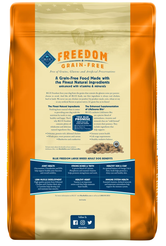 Blue Buffalo Freedom Grain Free Chicken Recipe Large Breed Adult Dry Dog Food - Image 2