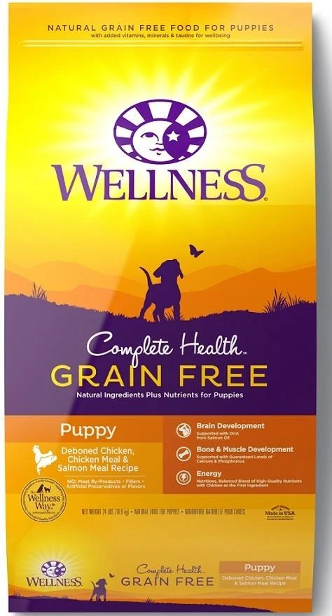 Wellness Complete Health Grain Free Puppy Deboned Chicken, Chicken Meal And Salmon Meal Recipe Dry Dog Food