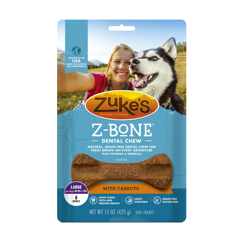 Zukes Z-Bones Grain Free Clean Carrot Crisp Dental Dog Treats