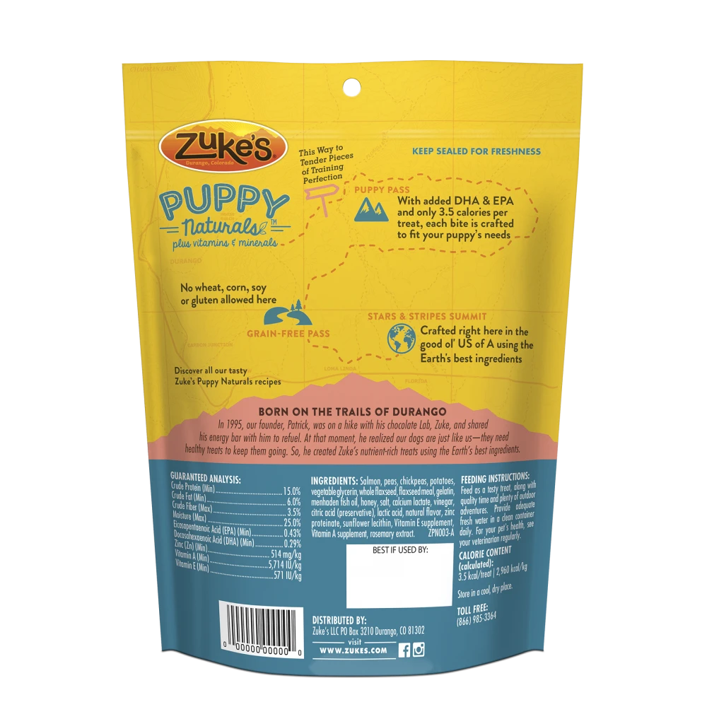 Zukes Puppy Naturals Grain Free Salmon And Chickpea Dog Treats - Image 2