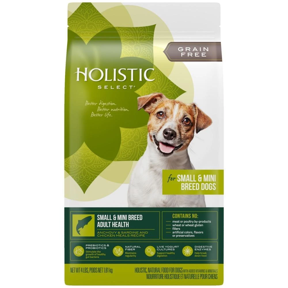 Holistic Select Natural Grain Free Small And Mini Breed Anchovy, Sardine, And Chicken Meal Dry Dog Food