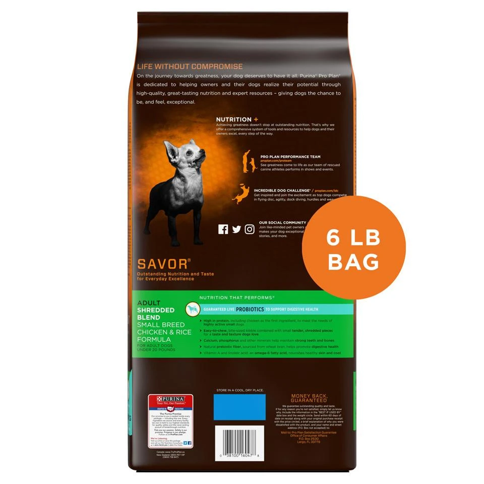 Purina Pro Plan Savor Shredded Blend Chicken & Rice Formula Adult Small & Toy Breed Dry Dog Food - Image 2