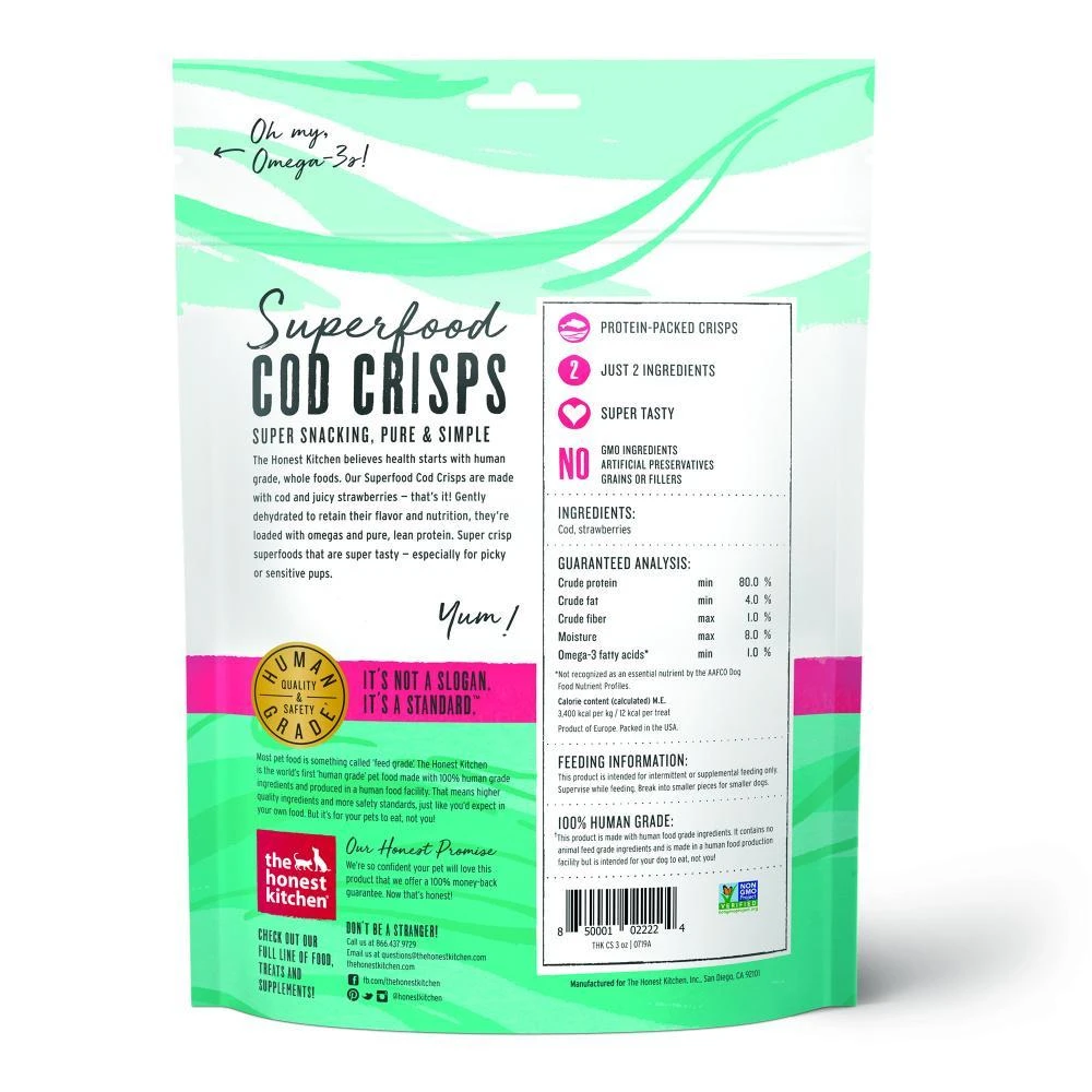 The Honest Kitchen Superfood Cod Crisps Cod & Strawberry Natural Dog Treats - Image 2