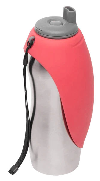 Messy Mutts Stainless Steel Travel Water Bottle With Silicone Flip Up Bowl - Image 2