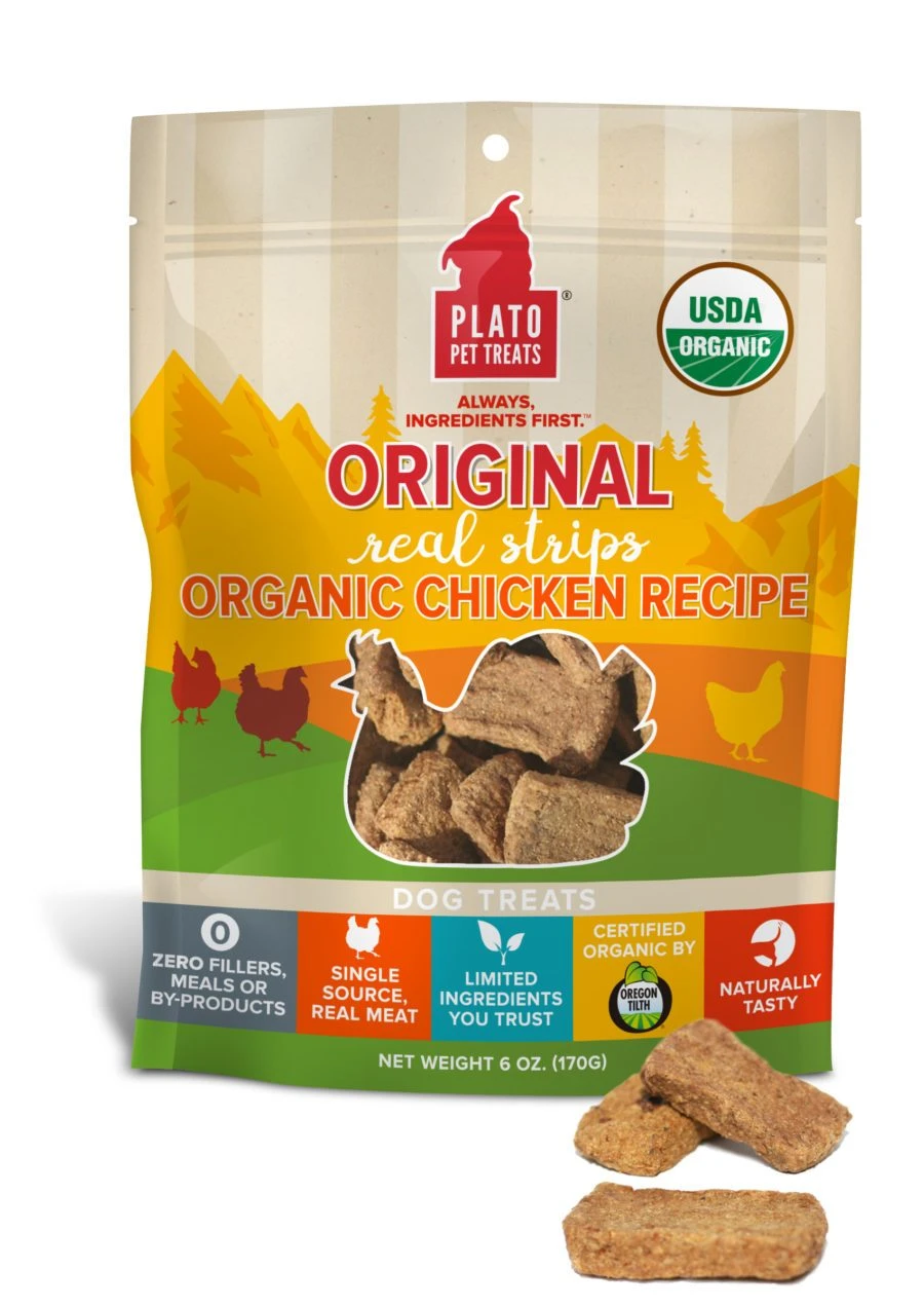 Plato Real Strips Organic Chicken Meat Bar Dog Treats - Image 3