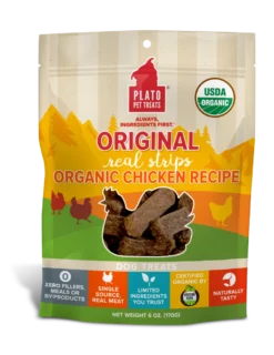 Plato Real Strips Organic Chicken Meat Bar Dog Treats