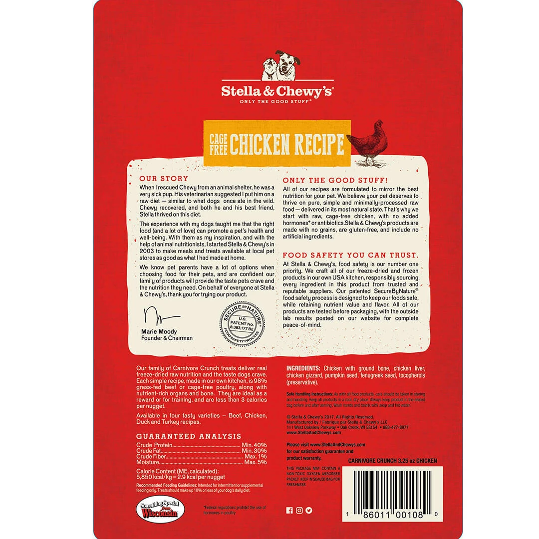 Stella & Chewy's Carnivore Crunch Grain Free Chicken Recipe Freeze Dried Raw Dog Treats - Image 2